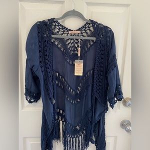 Navy blue crochet cover up brand new